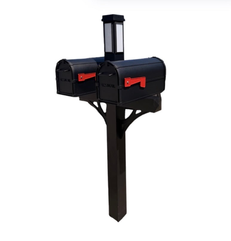 Solar Illuminated Dual Mailbox Kit with Double Doors