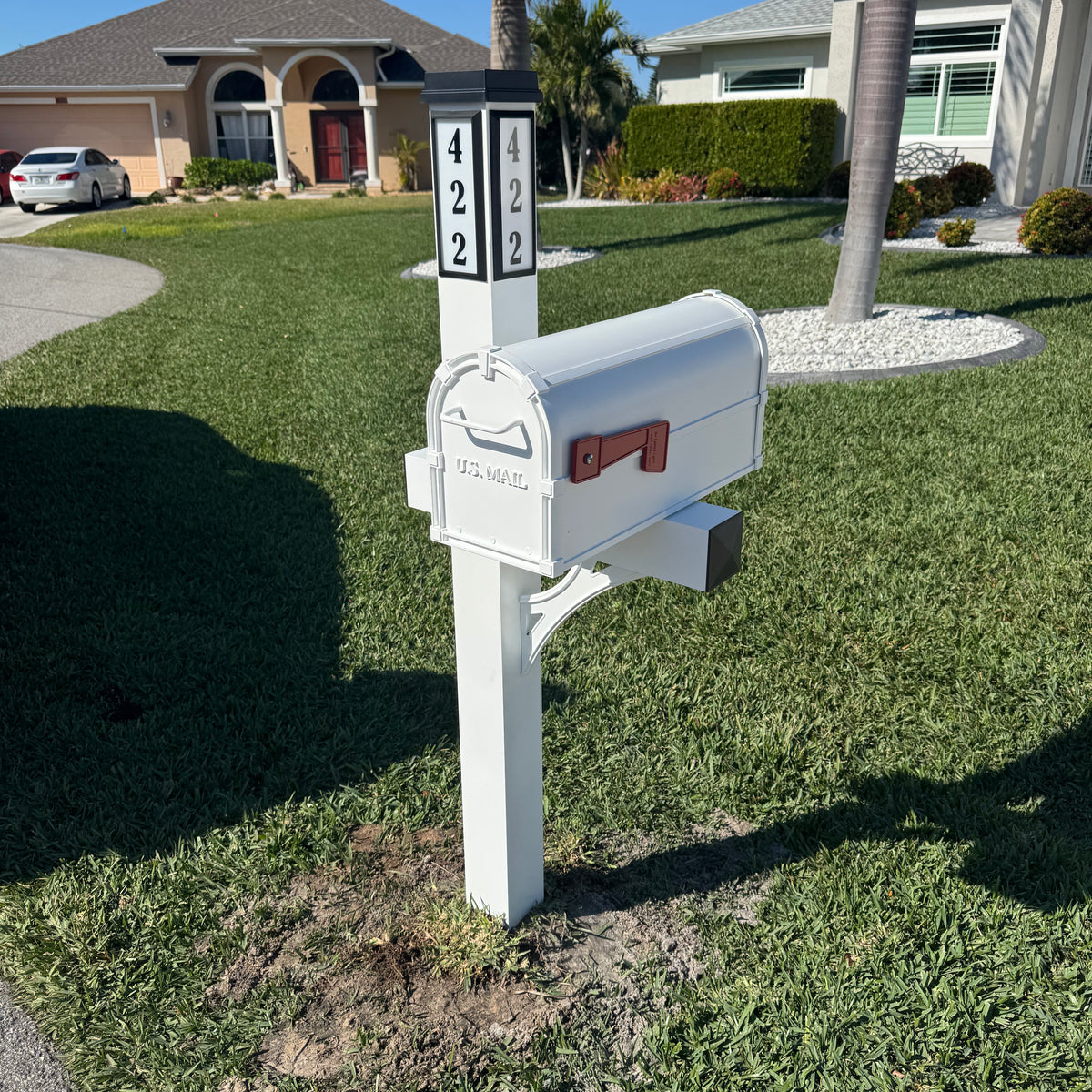 Solar Illuminated White Single Post Two Door Mailbox – BrightLight ...