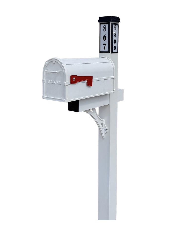 Solar Illuminated White Single Post Mailbox Traditional Mount