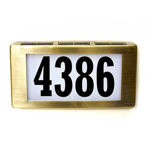 Solar Illuminated Address Panel - Brass