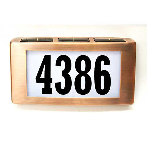 Solar Illuminated Address Panel - Copper