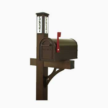 Solar Illuminated Hammered Bronze Single Post Mailbox