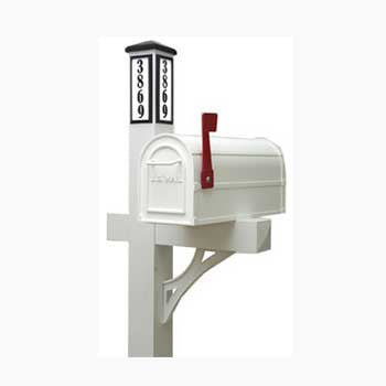 Solar Illuminated White Single Post Two Door Mailbox